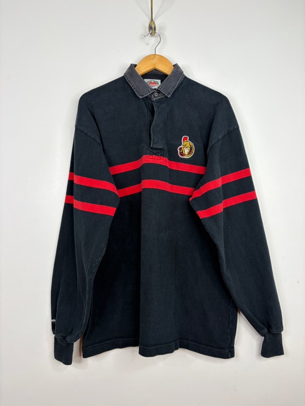 Barbarian Rugby Shirt Mens 3XL Long Sleeve Polo Black Red Ottawa Senators Hockey